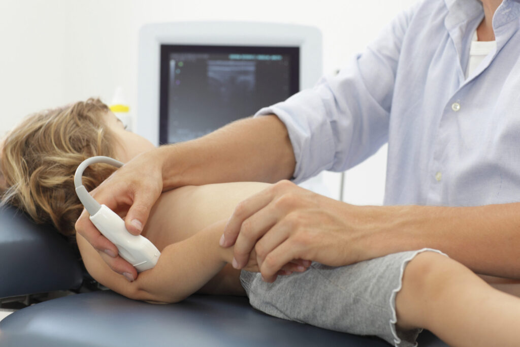 ultrasound of child's elbow joint